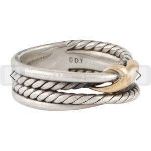 David Yurman silver, Two-Tone Twisted Cable Ring with 18k Gold Accent